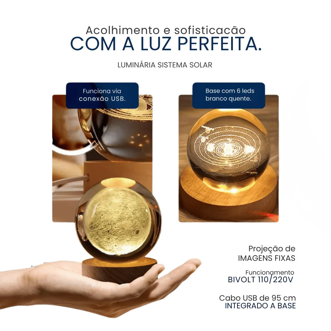Luminária de Mesa Decorativa Sistema Solar 3D