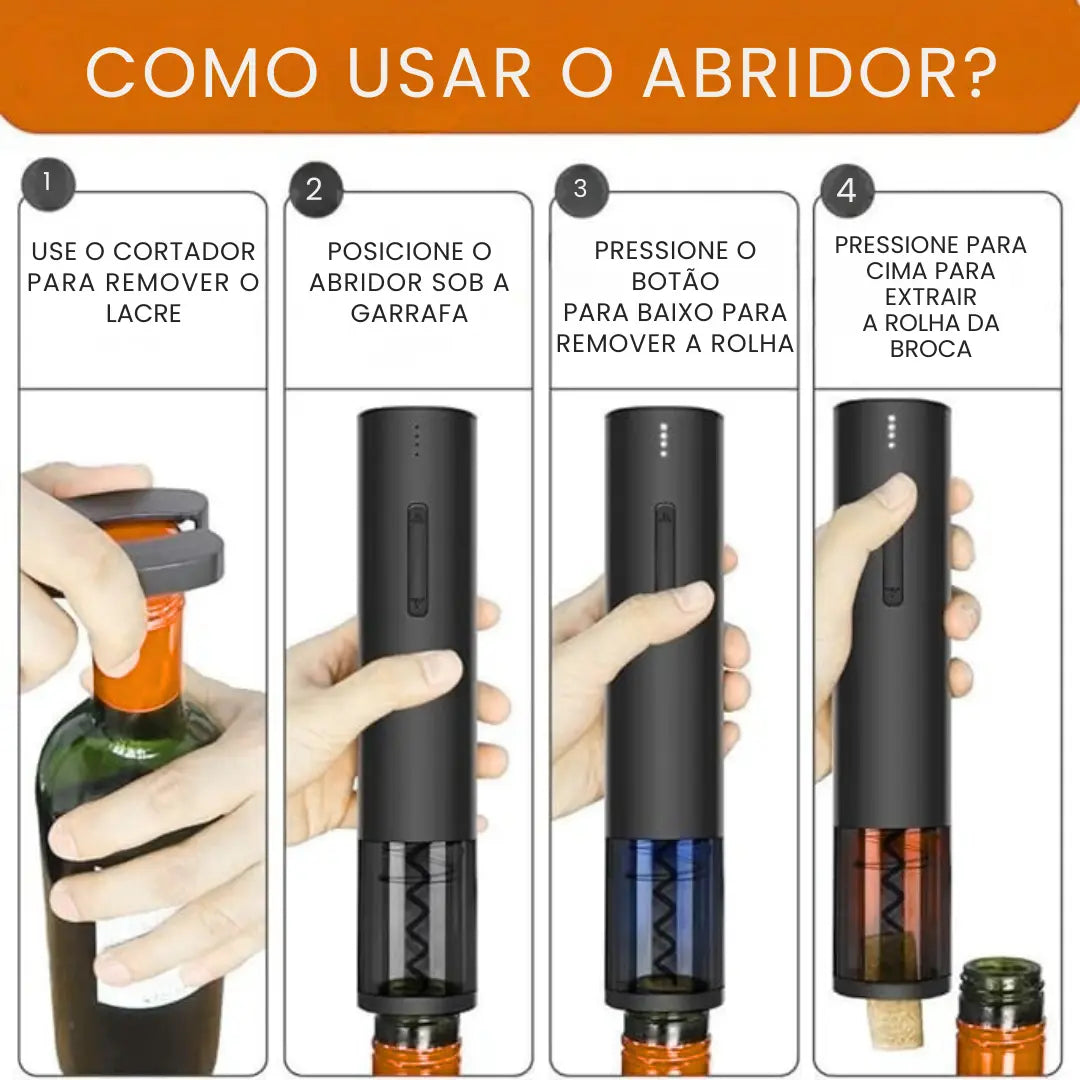 Abridor de Vinho Elétrico Automático