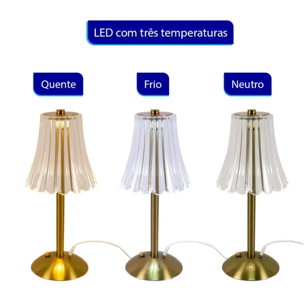 Luminária Abajur de Mesa LED 3 Cores