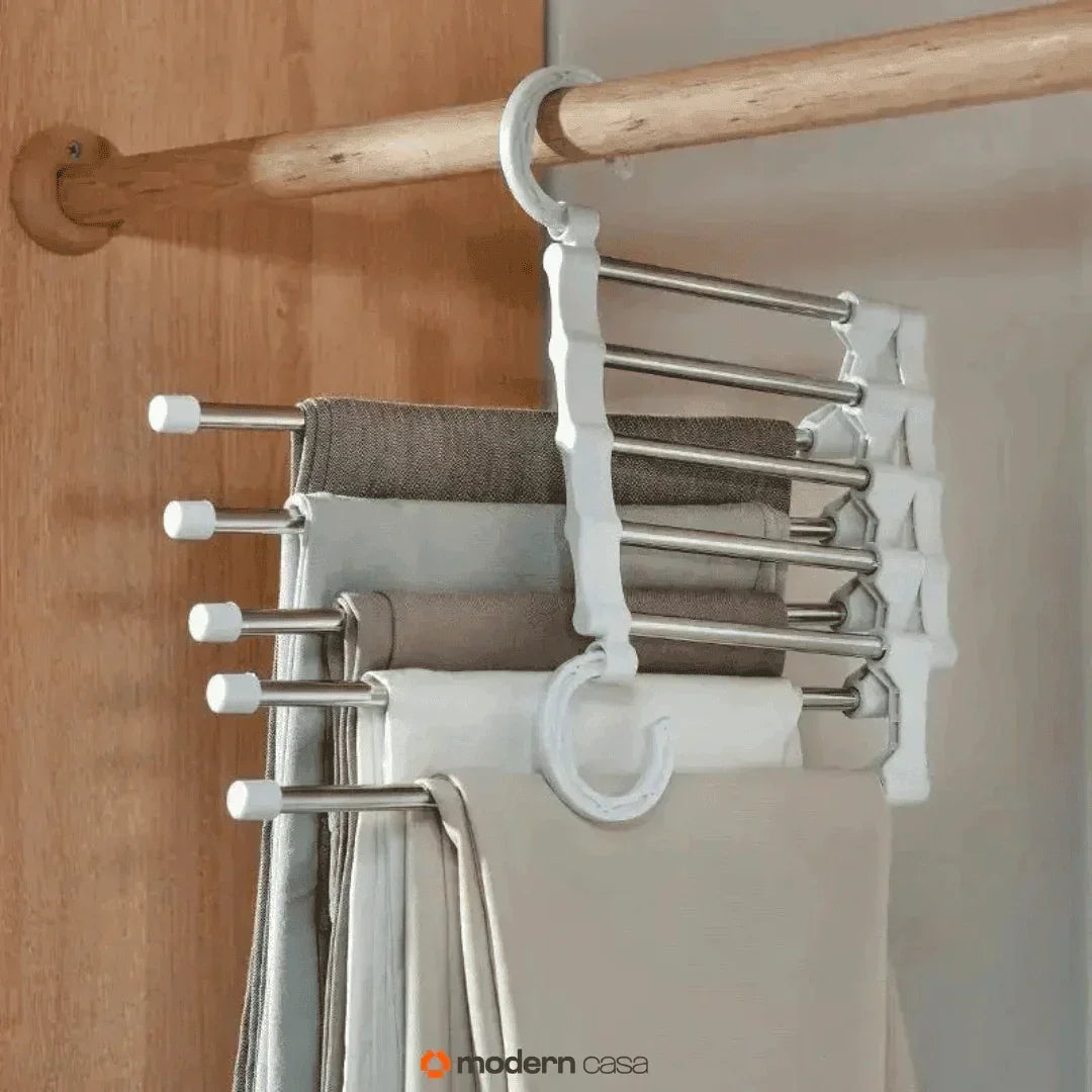 Cabide Organizador Inox para Calças - Retrátil 5 em 1