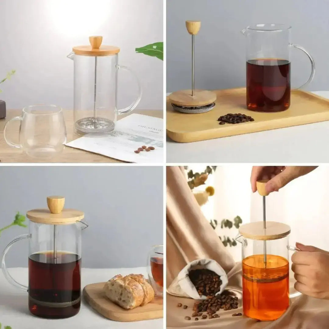Cafeteira Prensa Francesa com Tampa de Bambu