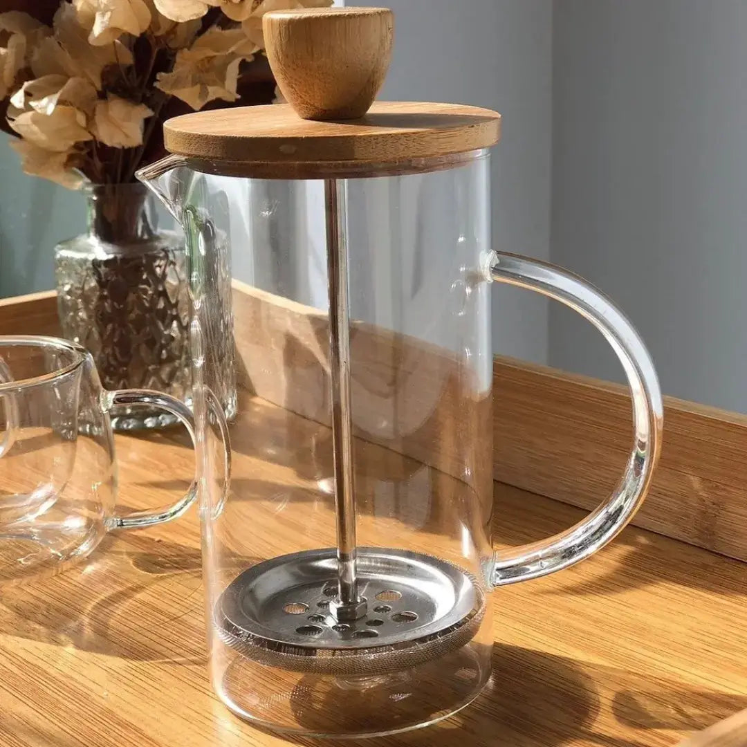 Cafeteira Prensa Francesa com Tampa de Bambu