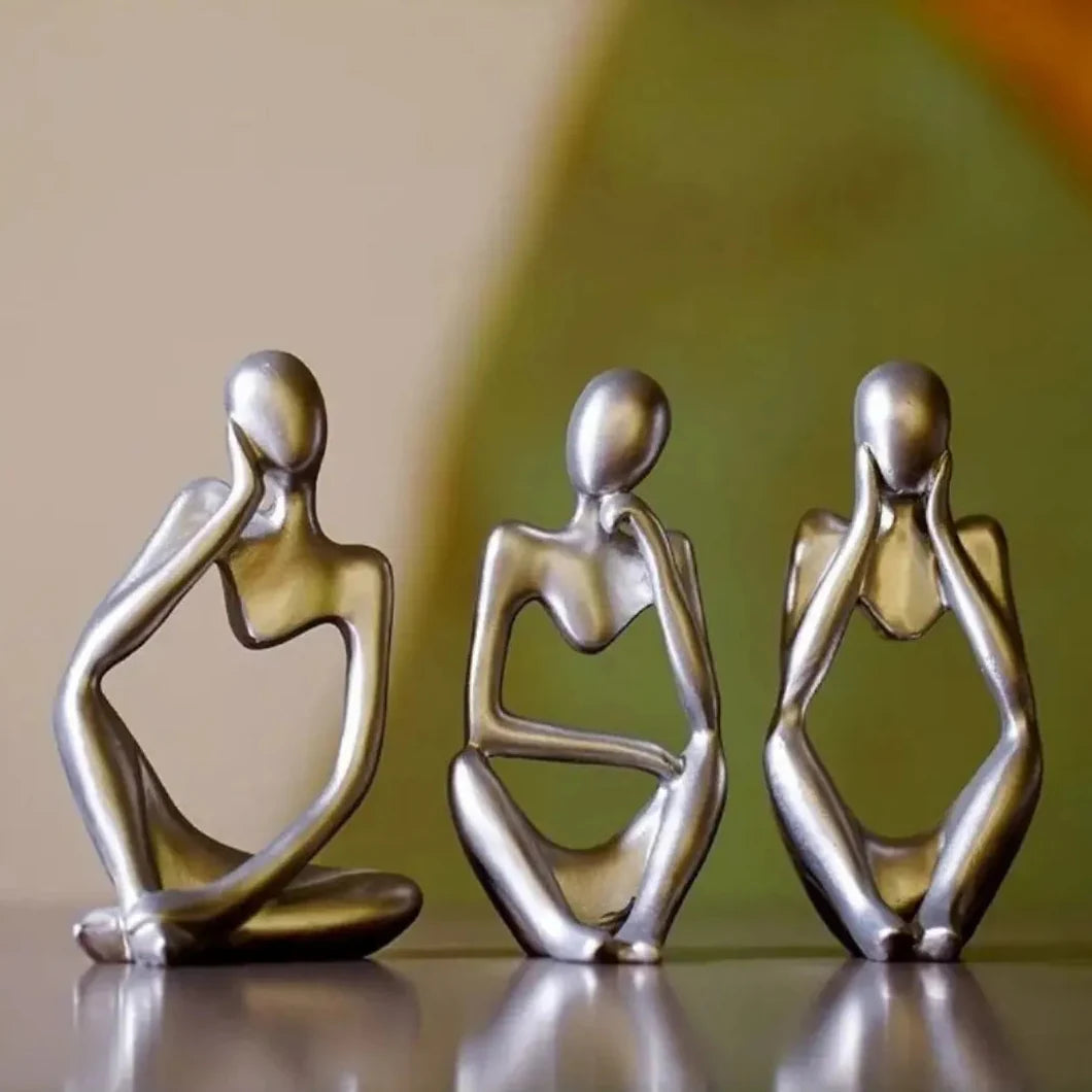 Escultura Trio Decorativo Pensador Abstrato