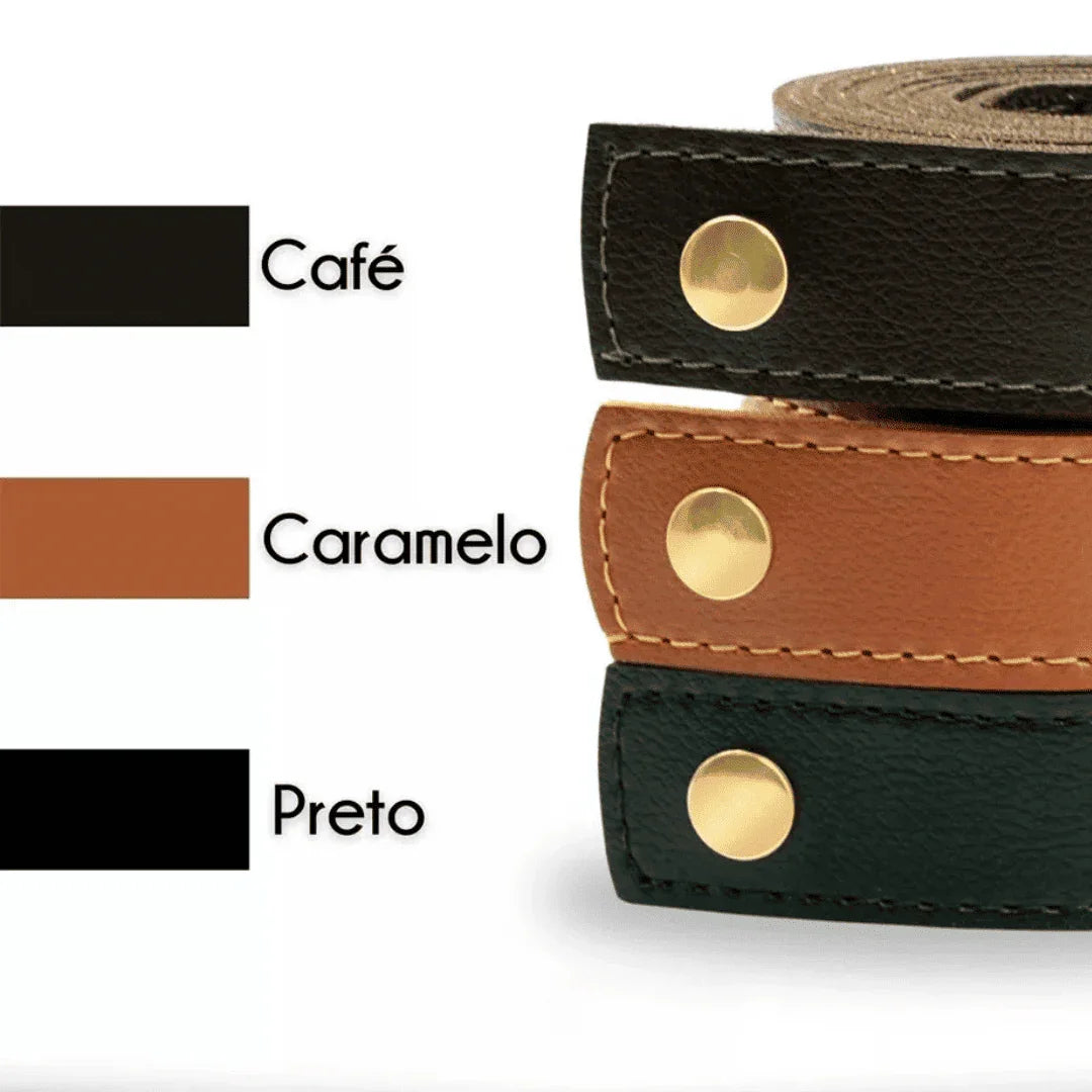 Espelho Redondo Adnet Couro Com Alça + Suporte 60cm