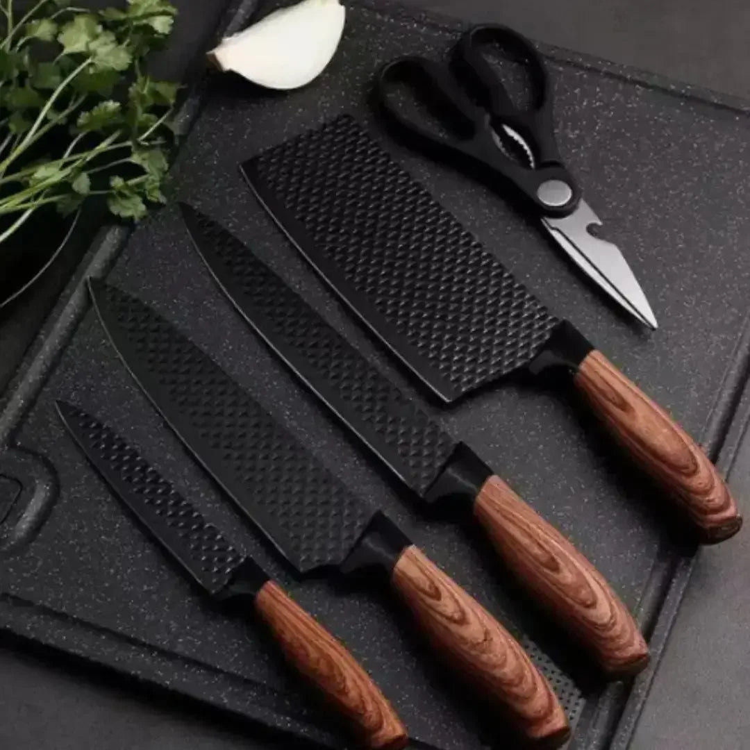 Kit de Facas 6 Peças com Tesoura e Descascador