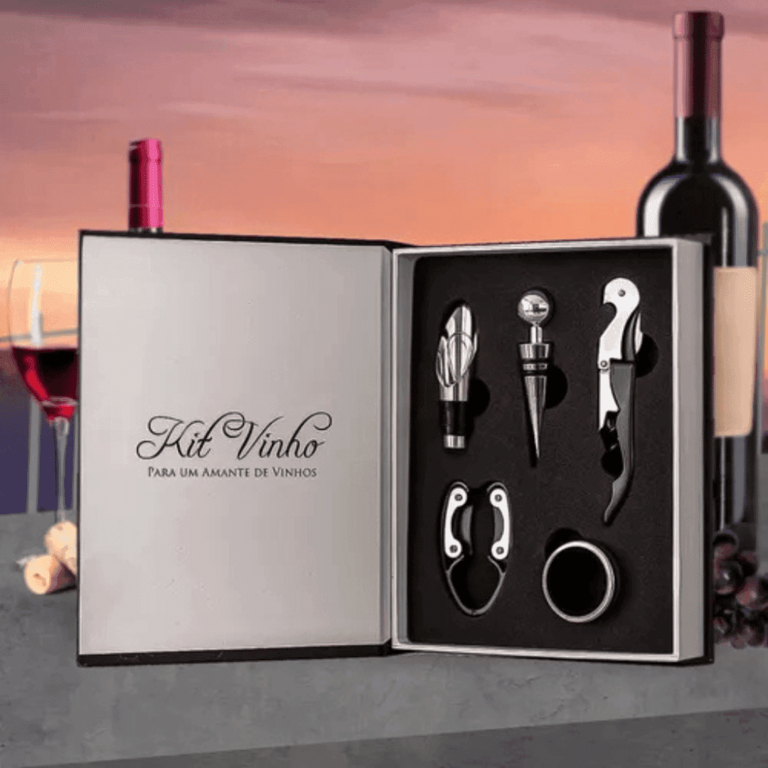 Abridor de Vinhos Kit em Formato de Livro