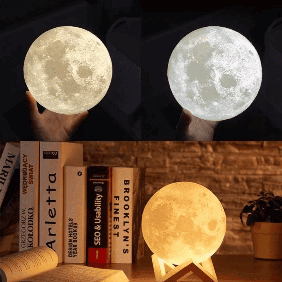 Luminária De Lua Cheia 3D Led