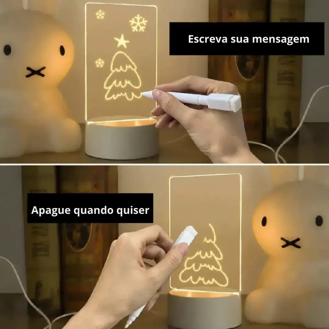 Luminária de Mesa Led com Tela para Escrever 3D