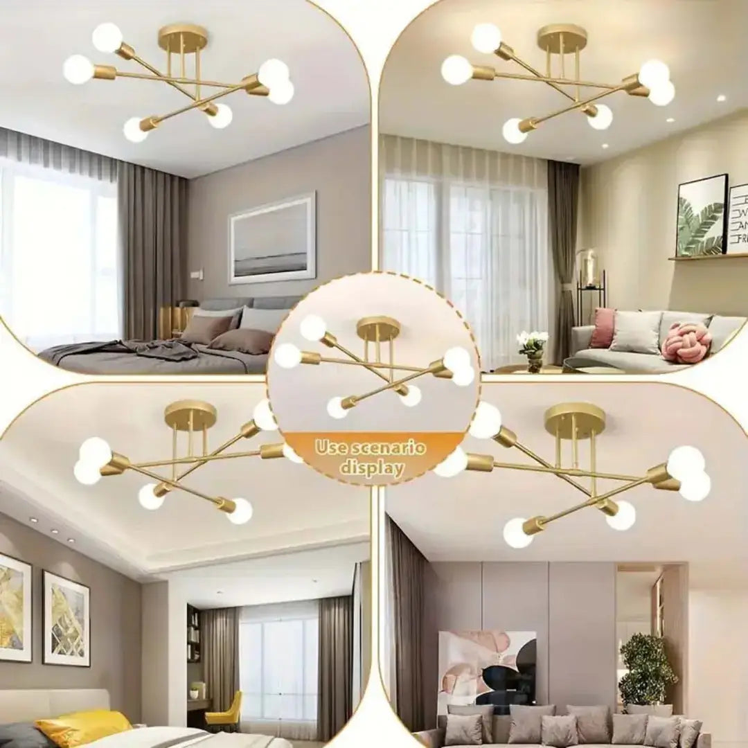 Lustre de Teto Moderno 6 Lâmpadas – Design Geométrico