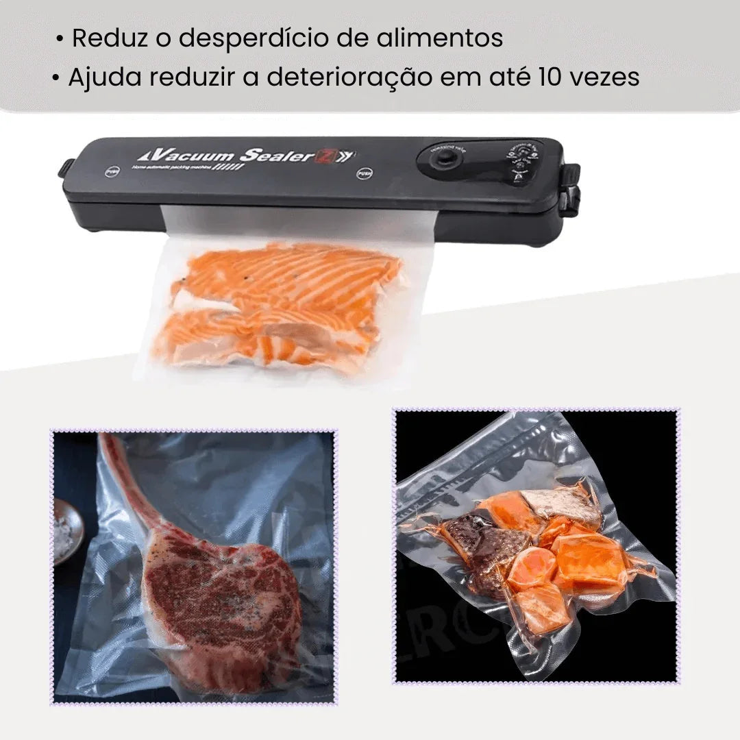 Seladora e Embaladora Automática a Vácuo Portátil + 10 Sacos de Brinde