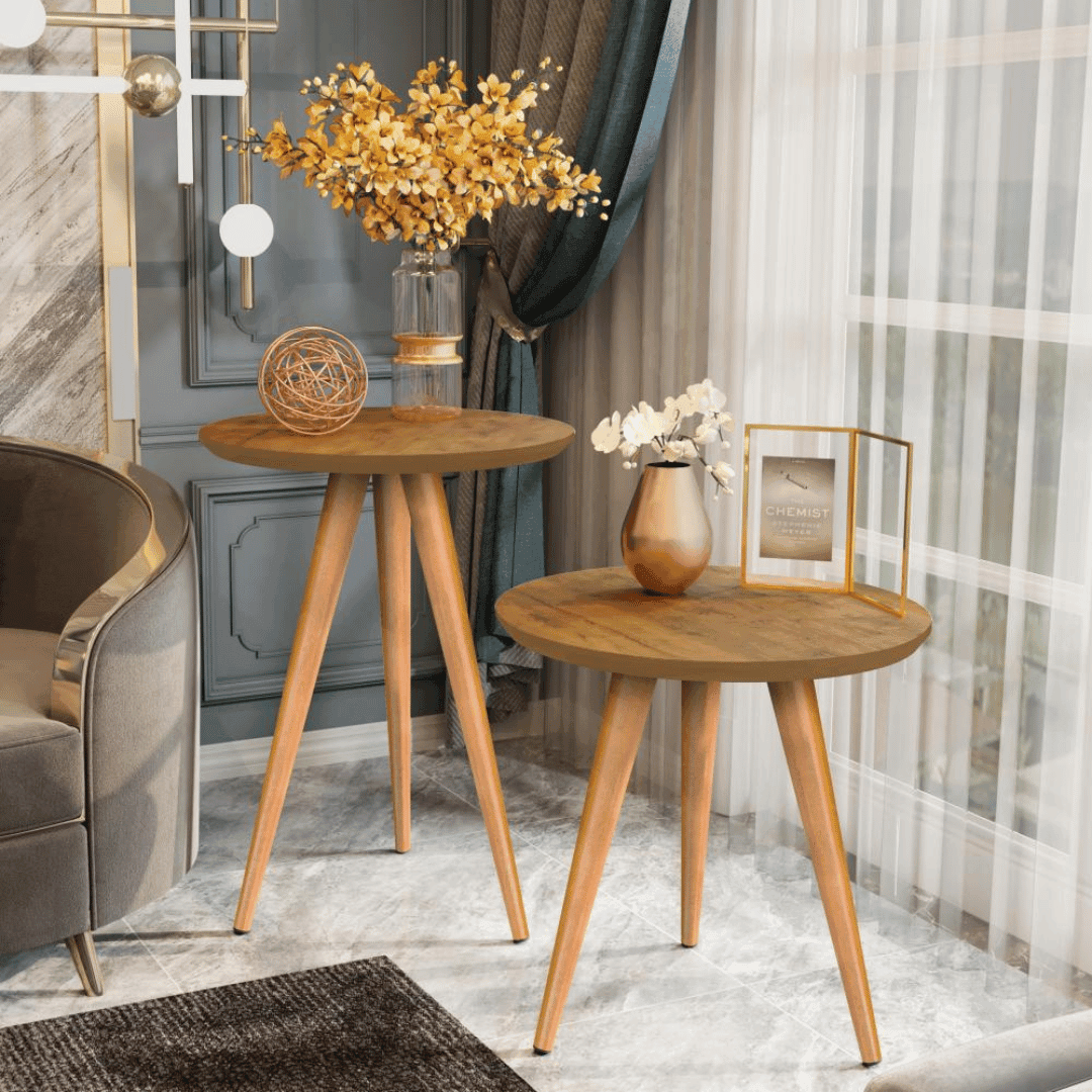 Mesa de Apoio Lateral Redonda Pé Palito Retrô