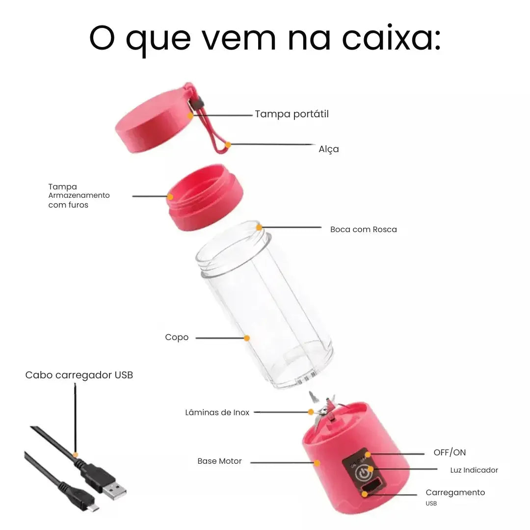 Mini Liquidificador Portátil USB Recarregável