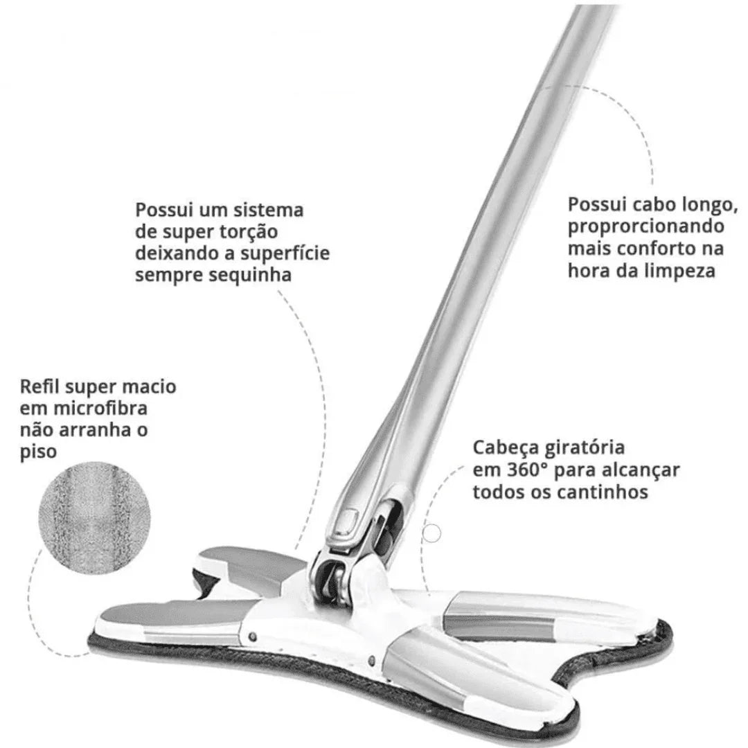 Mop Esfregão Giratório Lava E Seca Microfibra