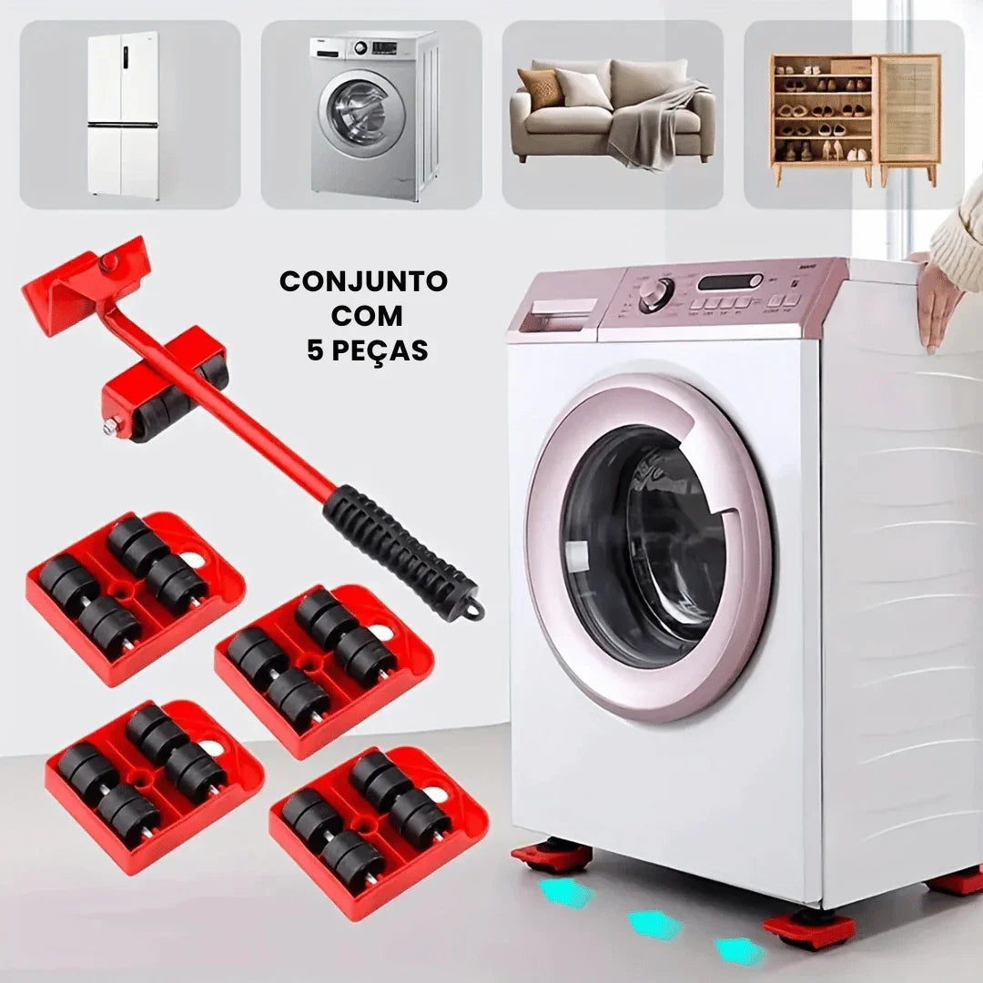 Movedor e Levantador de Móveis – Kit Profissional 150kg (5 Peças)