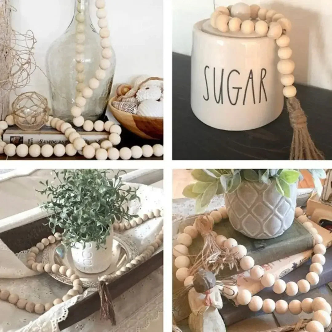 Pingente de Madeira Natural com Guirlanda de Juta