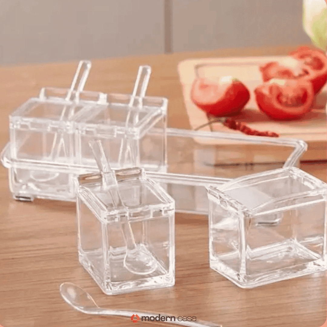 Porta Temperos e Condimentos Acrílico 4 Potes Organizadores