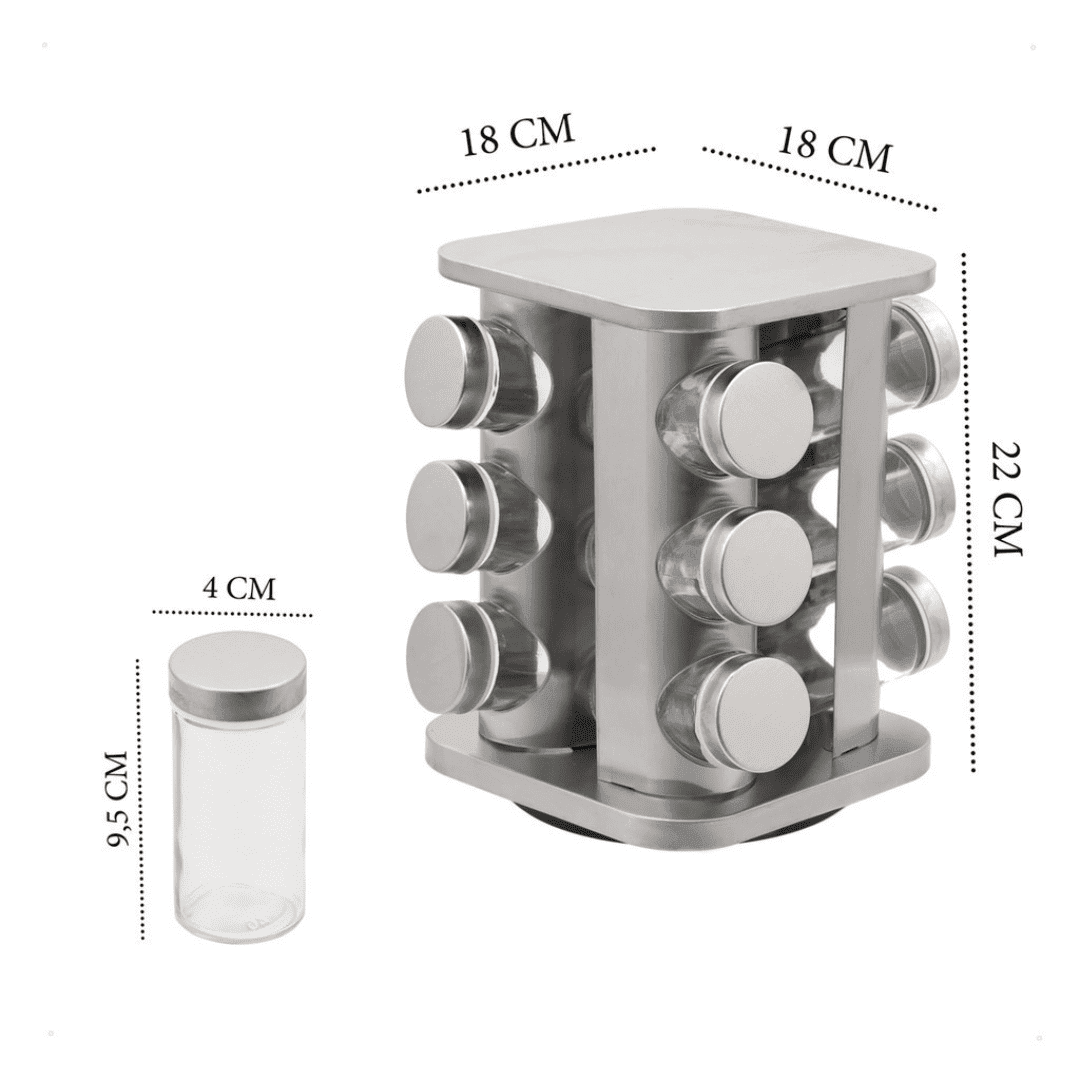 Porta Temperos e Condimentos Giratório 12 Peças