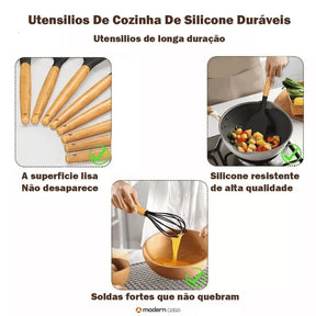 Conjunto de Utensílios em Silicone 12 Peças