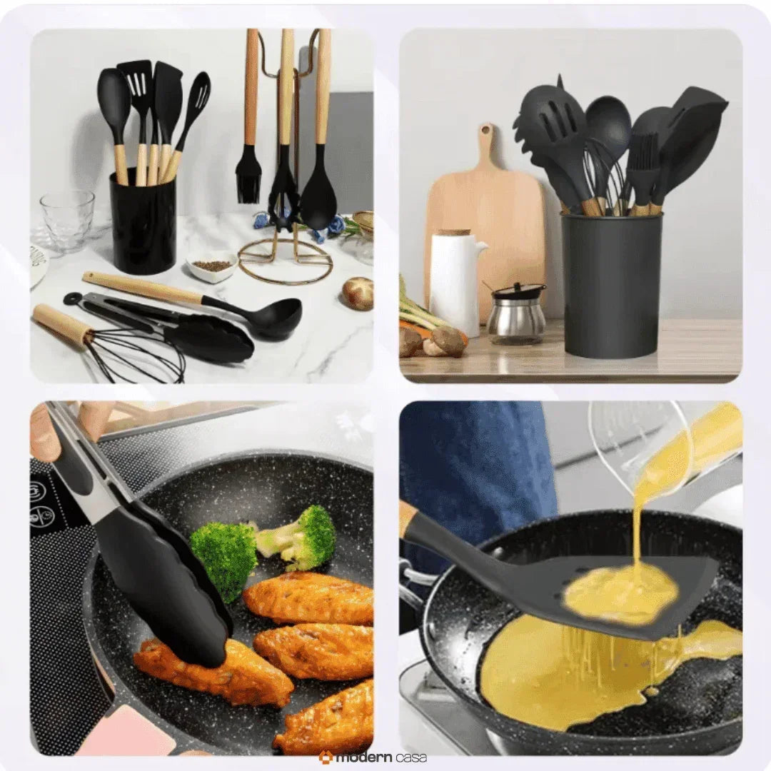 Conjunto de Utensílios em Silicone 12 Peças