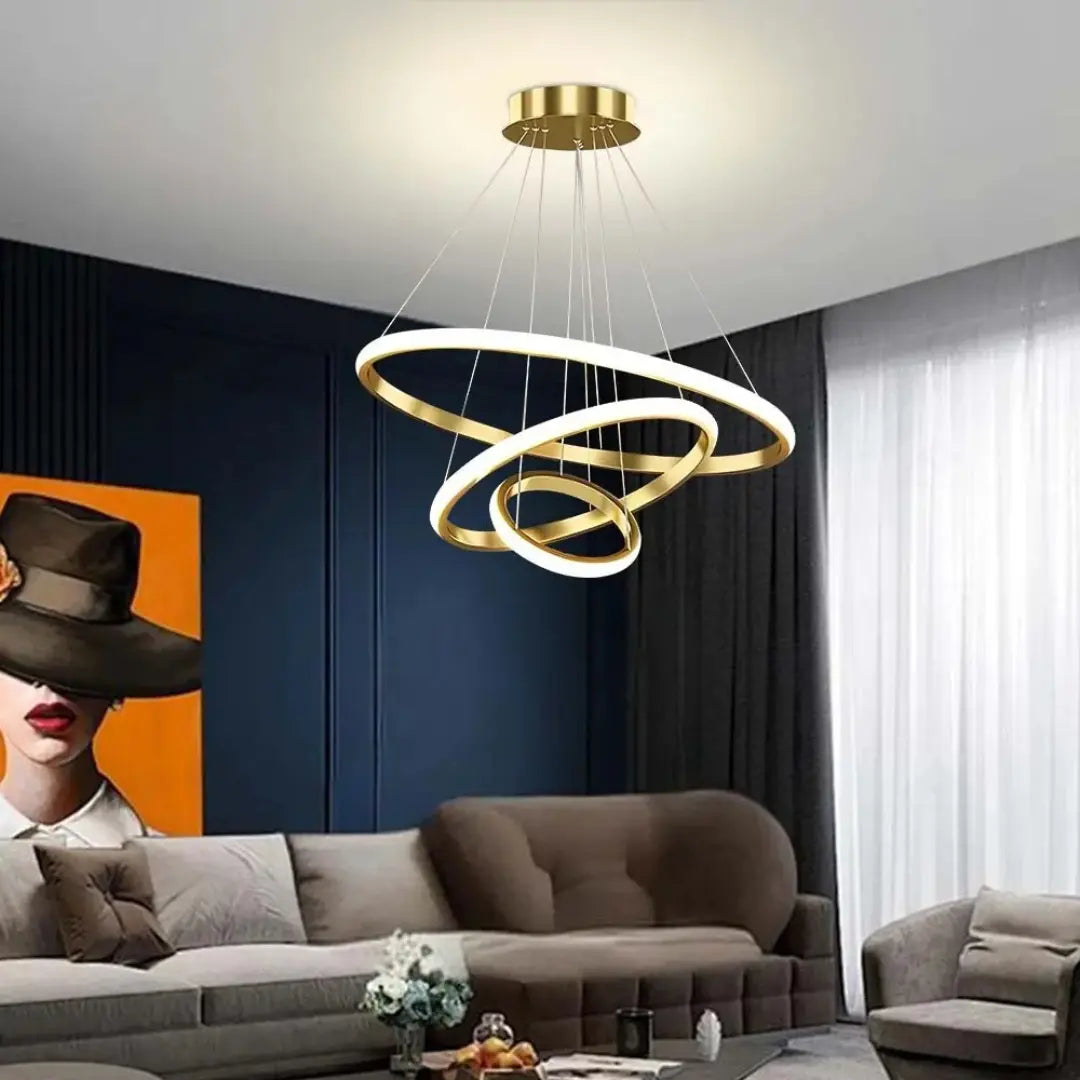 Luminária De Teto Led Pendente 3 Anéis