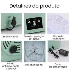 Mini Máquina de Lavar Roupa Dobrável TurboClean 9 Litros