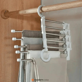 Cabide Organizador Inox para Calças - Retrátil 5 em 1