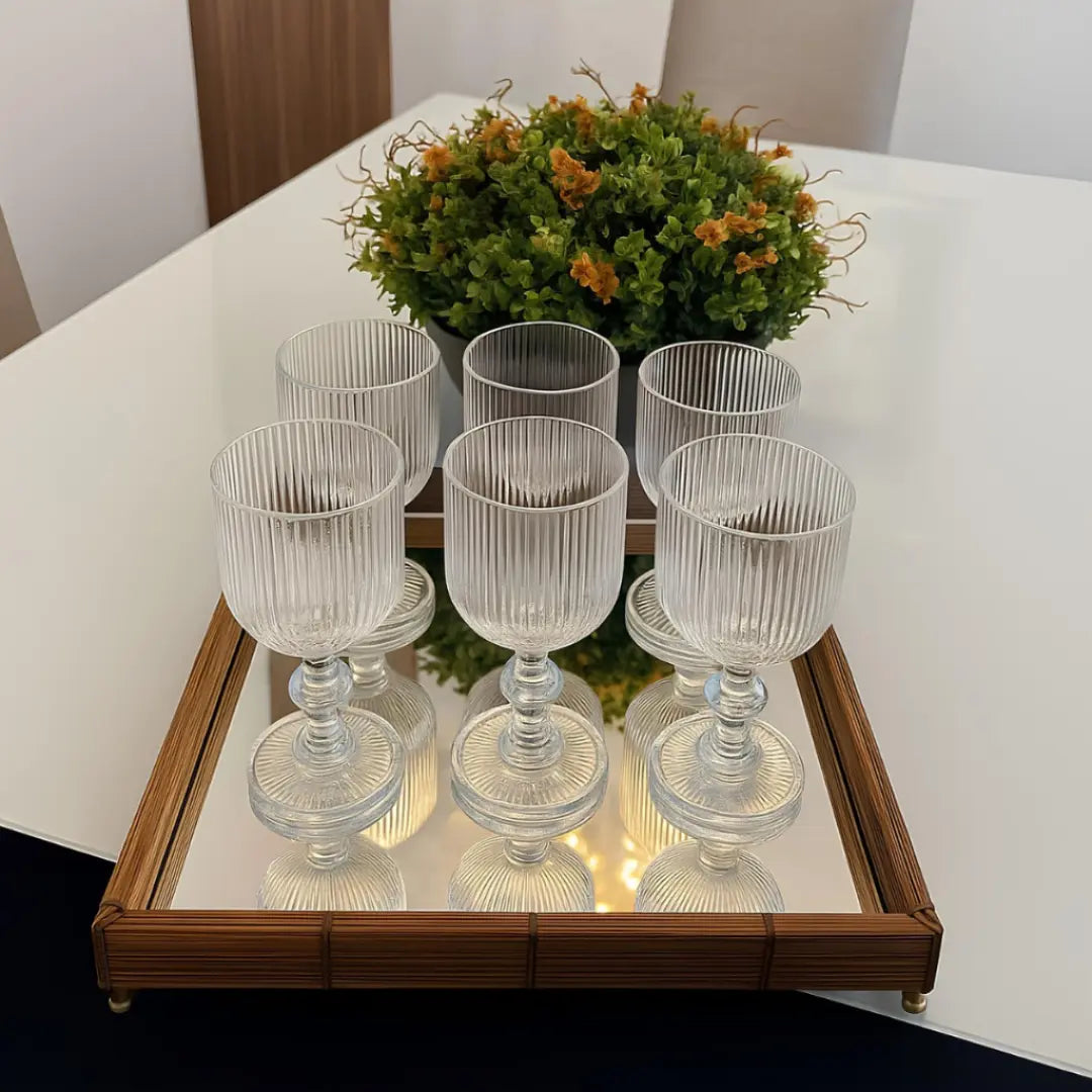 Taças Caneladas de Vidro Conjunto com 6 Peças