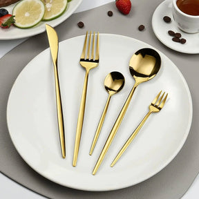 Conjunto de Talheres Luxo Dourado Inoxidável 24 Peças