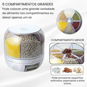 Dispensador Organizador Giratório 360° para Arroz e Grãos