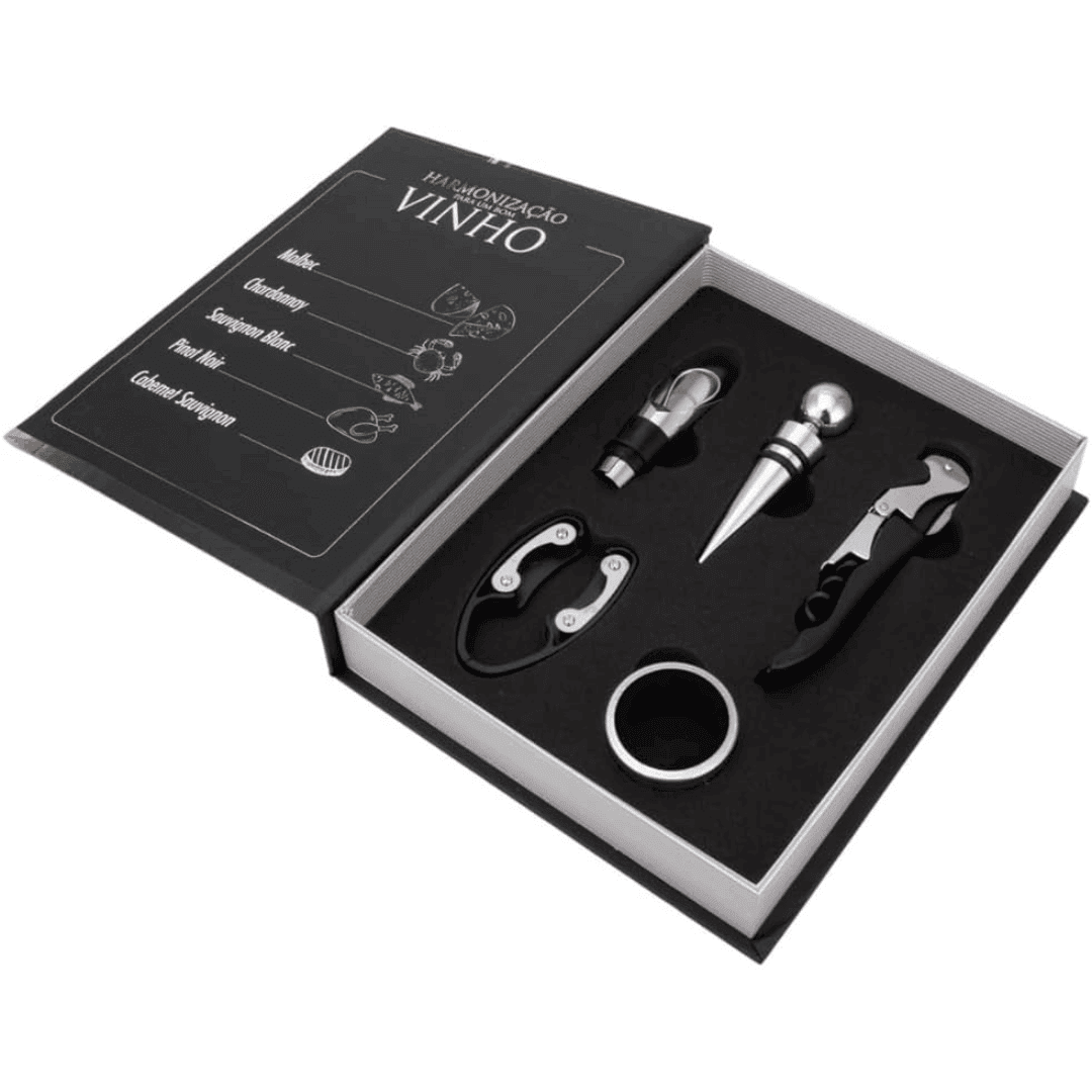 Abridor de Vinhos Kit em Formato de Livro