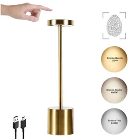 Luminária de Mesa LED Recarregável