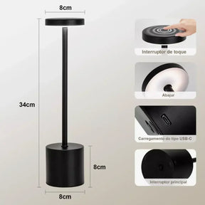 Luminária de Mesa LED Recarregável