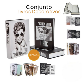 Livros Decorativos Kit 3 Peças