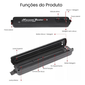 Seladora e Embaladora Automática a Vácuo Portátil + 10 Sacos de Brinde