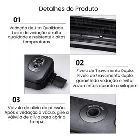Seladora e Embaladora Automática a Vácuo Portátil + 10 Sacos de Brinde