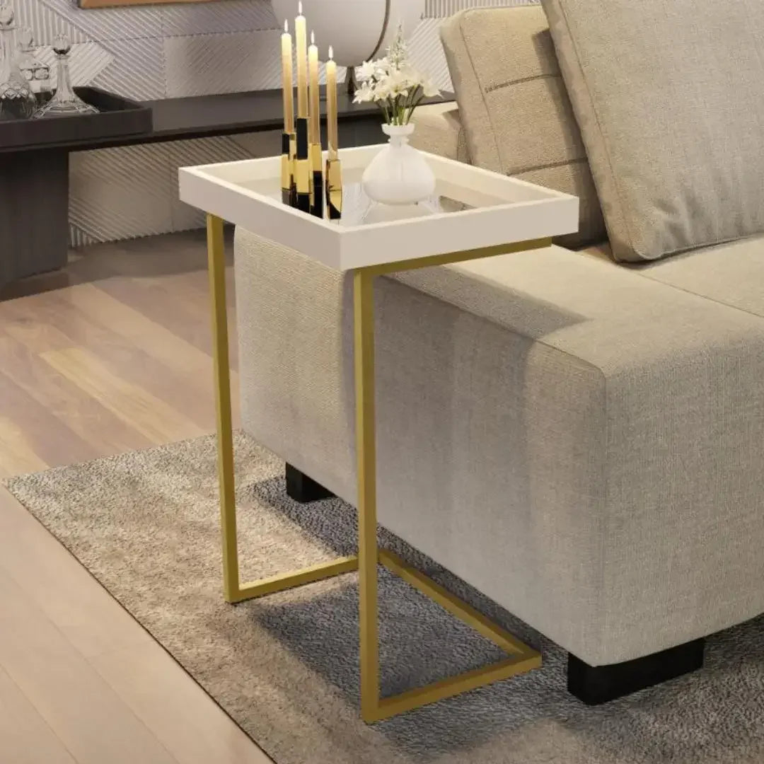 Mesa de Apoio Lateral Sofá Com Espelho