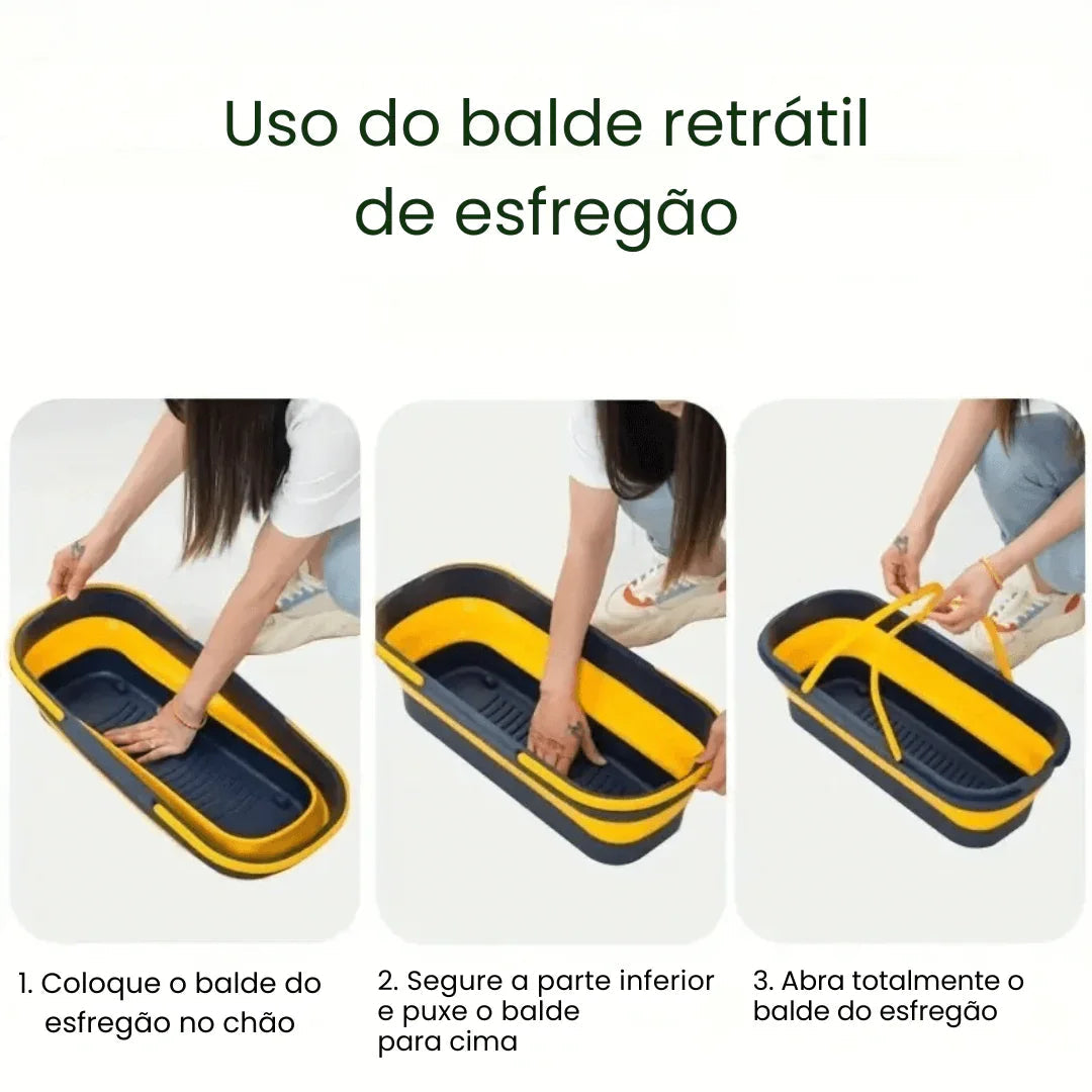 Mop de Limpeza Flat Slim 360º + Balde Retrátil