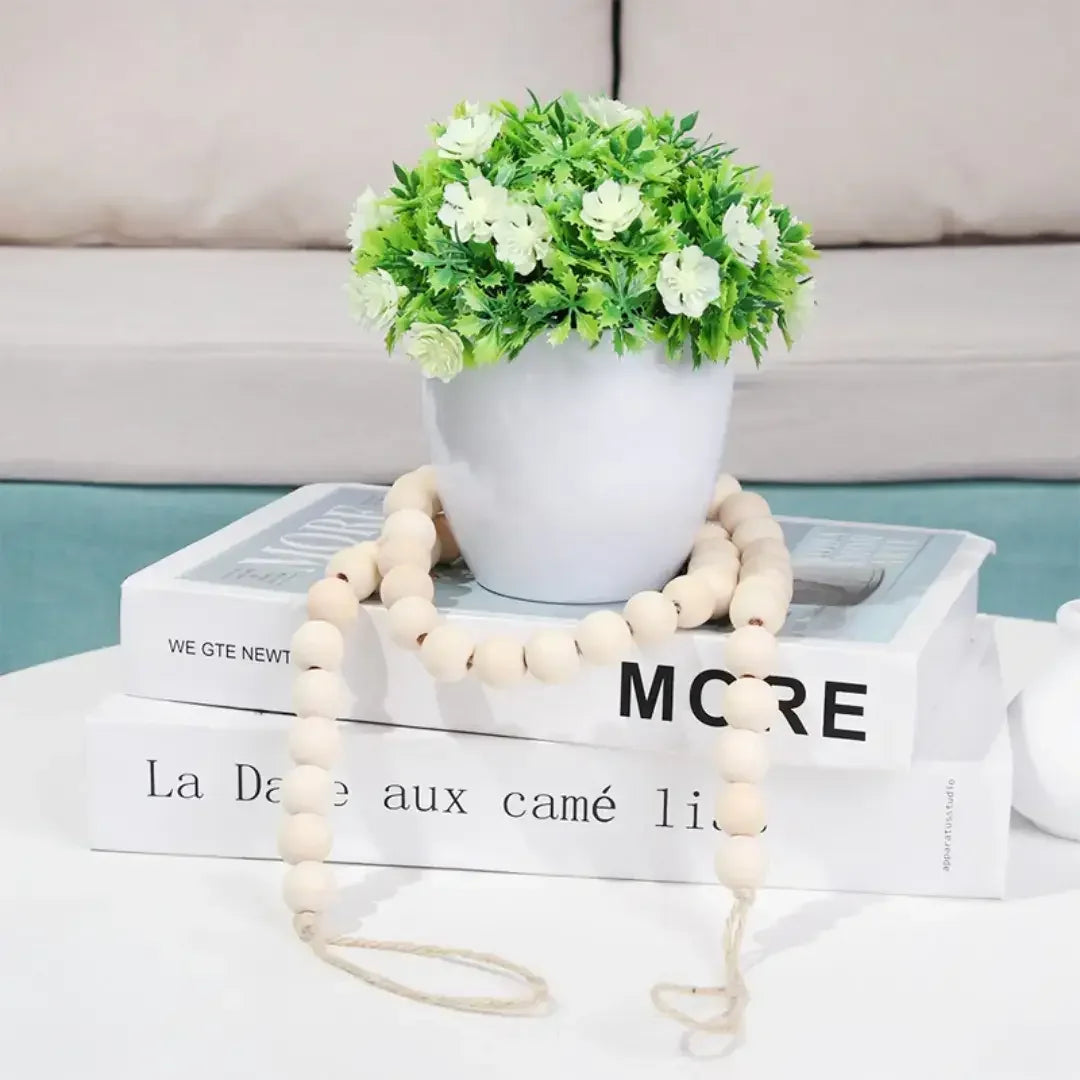 Pingente de Madeira Natural com Guirlanda de Juta