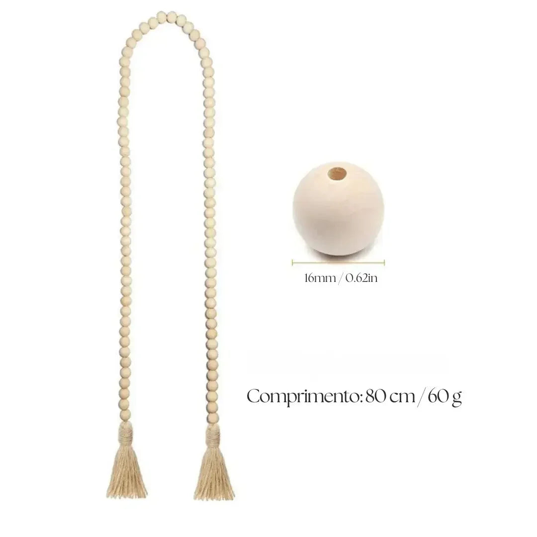 Pingente de Madeira Natural com Guirlanda de Juta