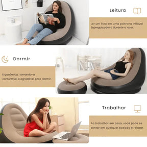 Poltrona e Puff Inflável Descanso Preguiçoso