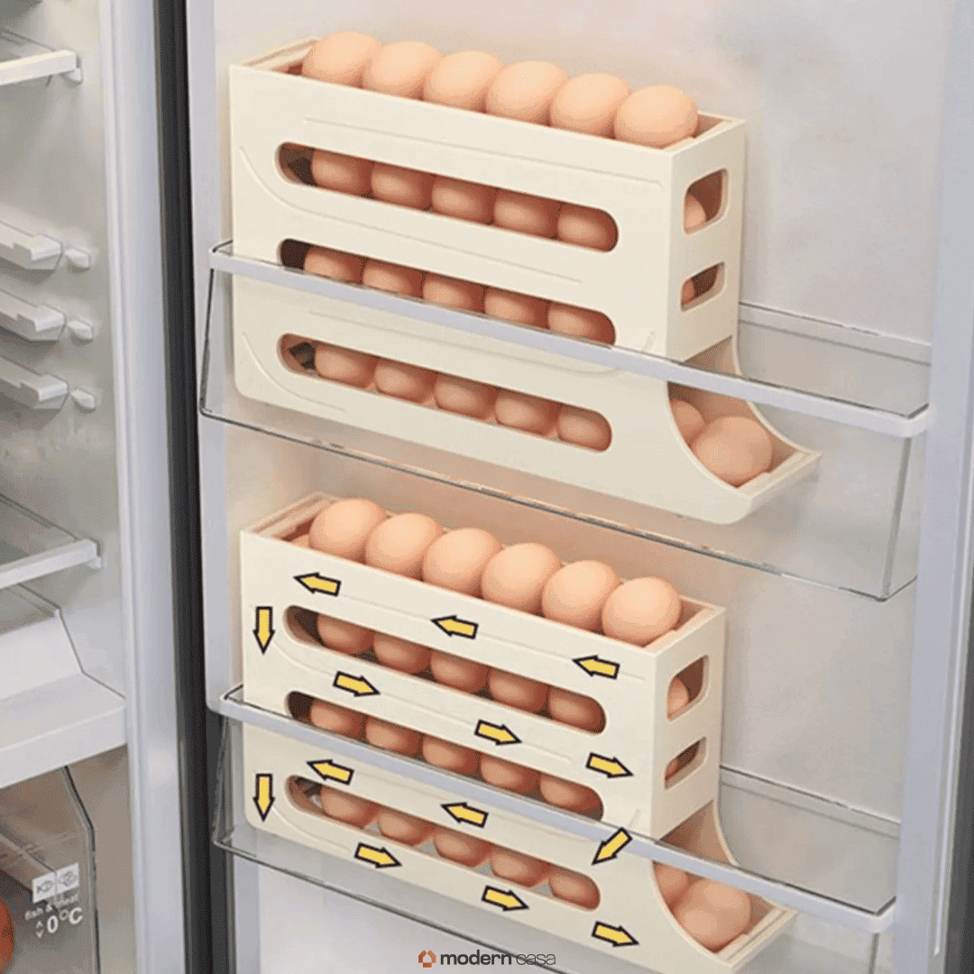 Organizador Porta-Ovos com Rolagem Automática