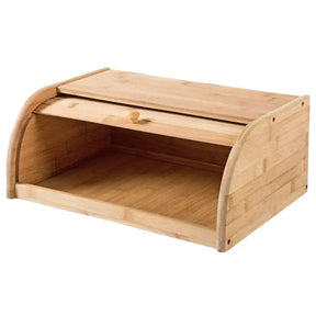 Porta Pão em Bambu Com Tampa Retrátil
