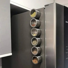 Porta Temperos Magnético com 6 Potes Inox