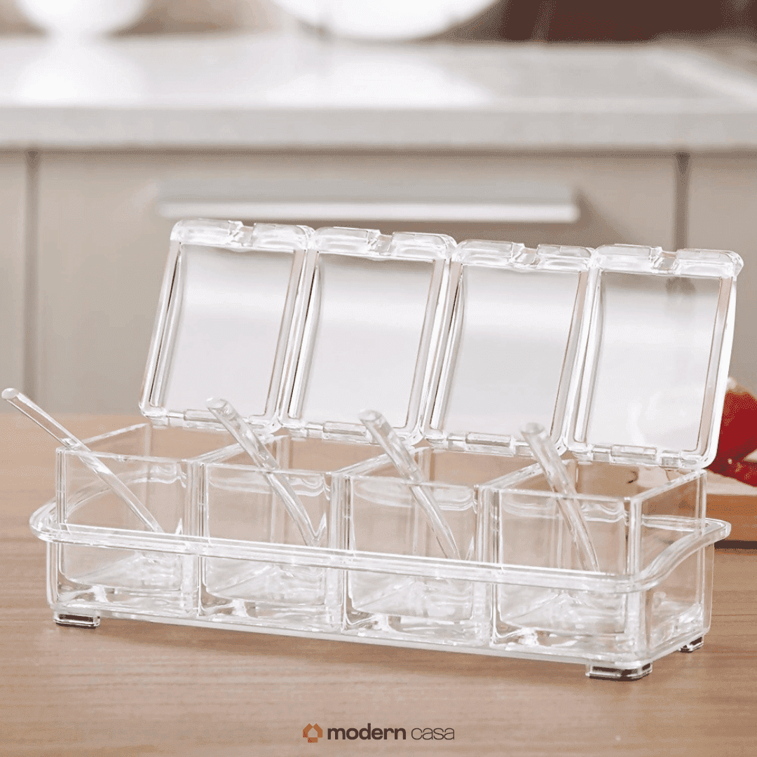 Porta Temperos e Condimentos Acrílico 4 Potes Organizadores