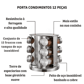 Porta Temperos e Condimentos Giratório 12 Peças