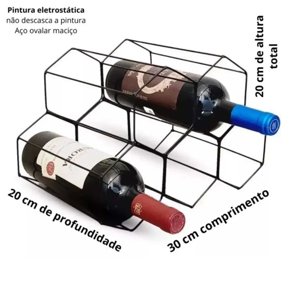 Suporte Adega de Vinho Aramado para 5 garrafas