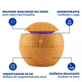 Umidificador Ultrassônico Madeira USB